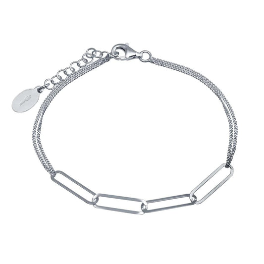 White Gold Plated Thin Curb Link Chain Bracelet